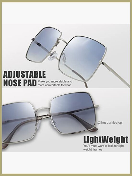Crystal Square Gradient Metal Sunglasses with UV400 Protection main image 3